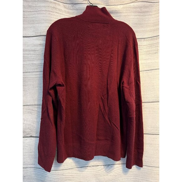 Banana Republic Mens Burgundy Merino Wool Half Button Pullover Sweater Size L - Picture 2 of 3